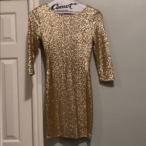 Gold Sequin Mini Dress